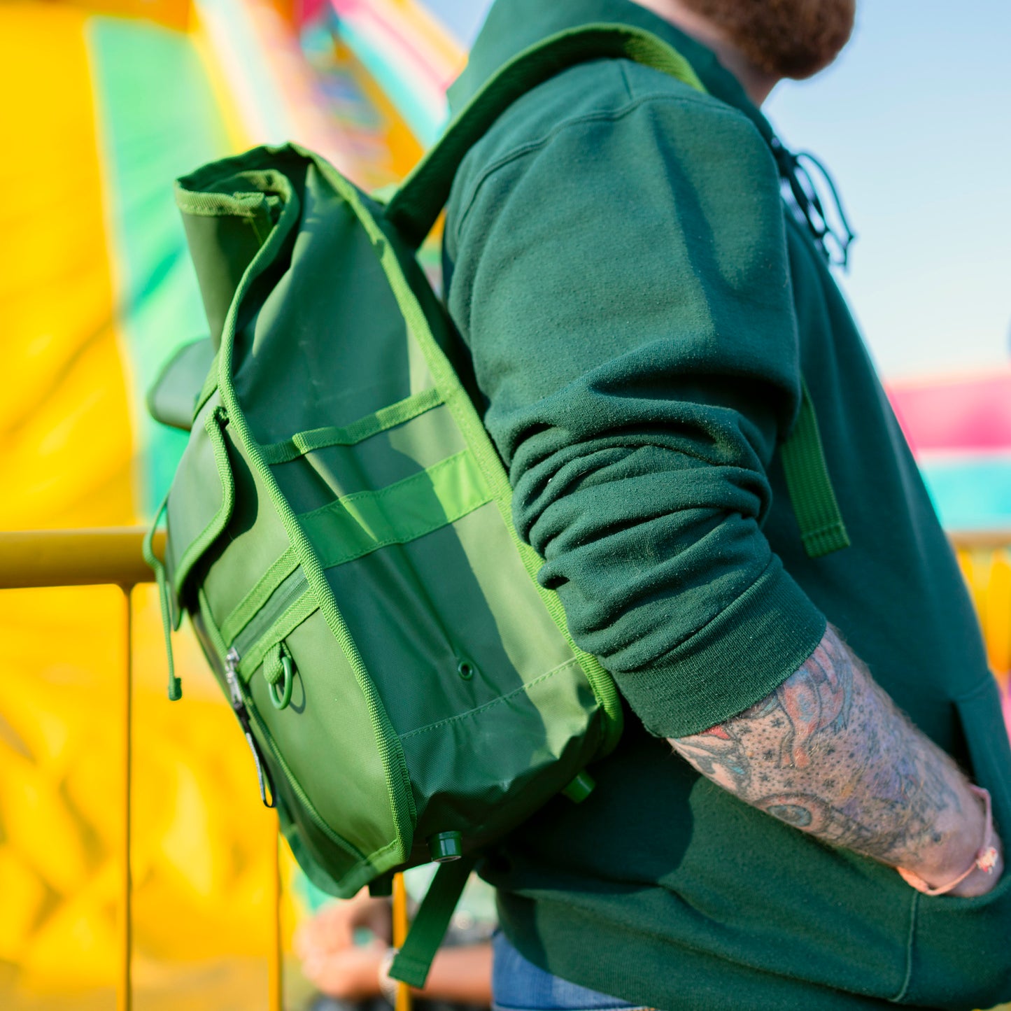 Eco Monochrome Rolltop Backpack Mini Green