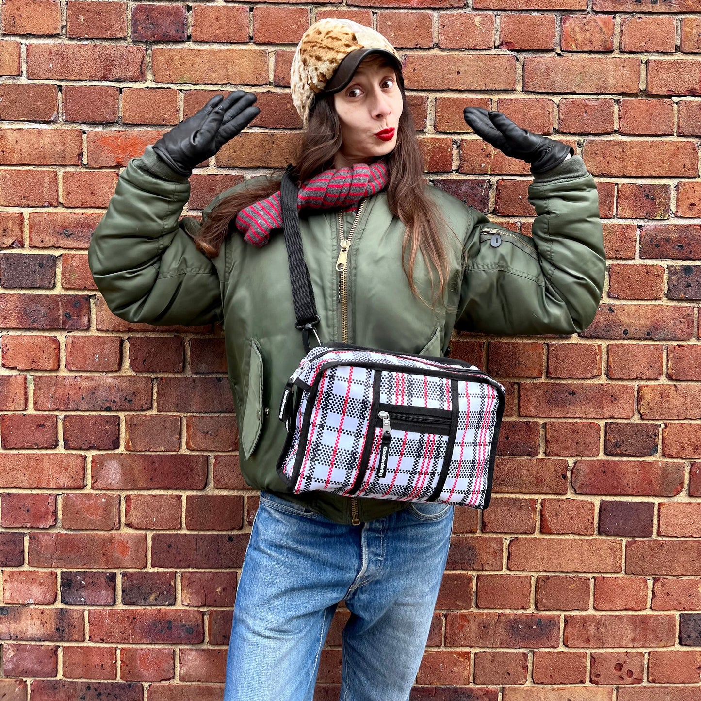 Tartan Eco wash bag sling bag