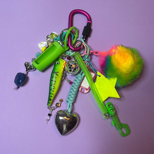 Bag charm and keyring neon heart