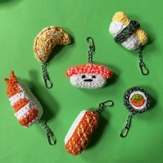 Sushi crochet charms
