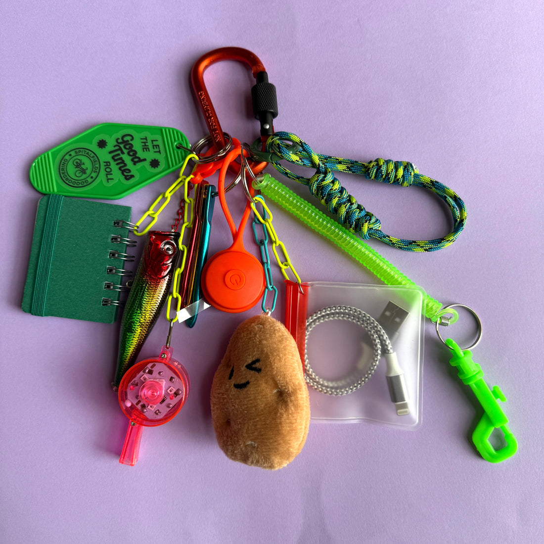 Potato charger bag charm bunch