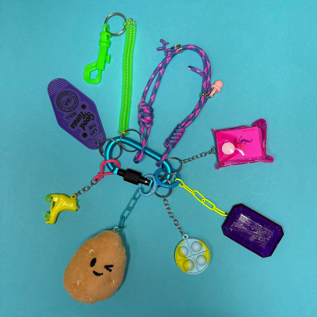 Bag charm and keyring potato playing cards