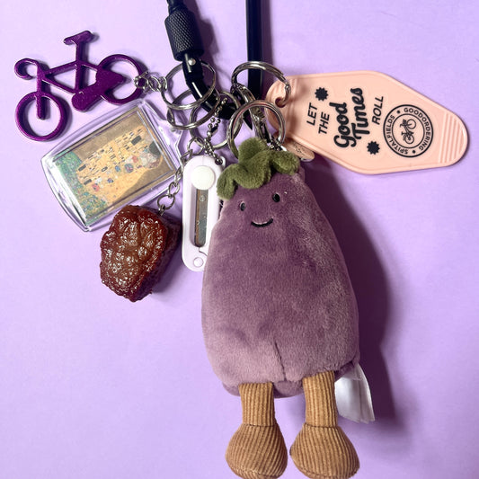 Eggplant bag charm