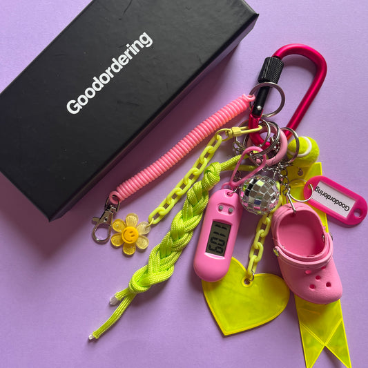 Pink croc'n'clock bag charm