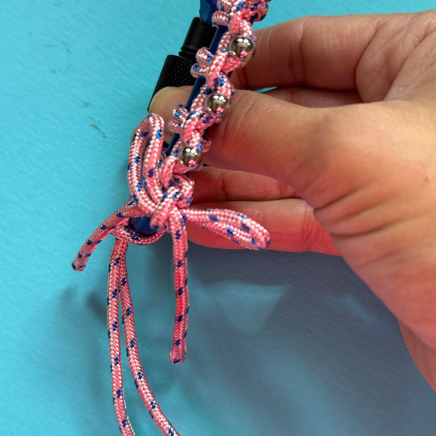 Paracord wrapped carabiner pink bow