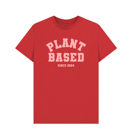 Red Plant based varsity unisex t-shirt