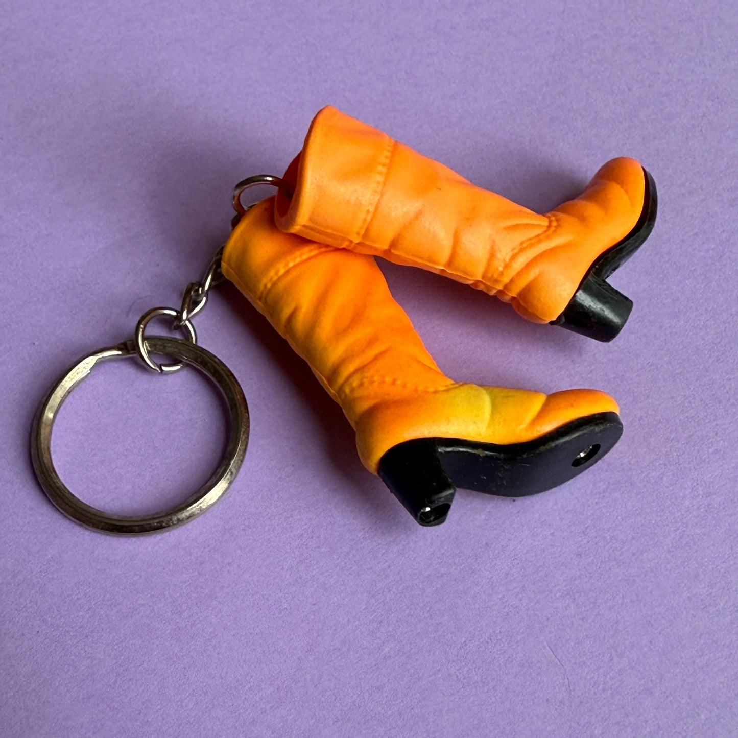 Neon 80s plastic orange boots charm