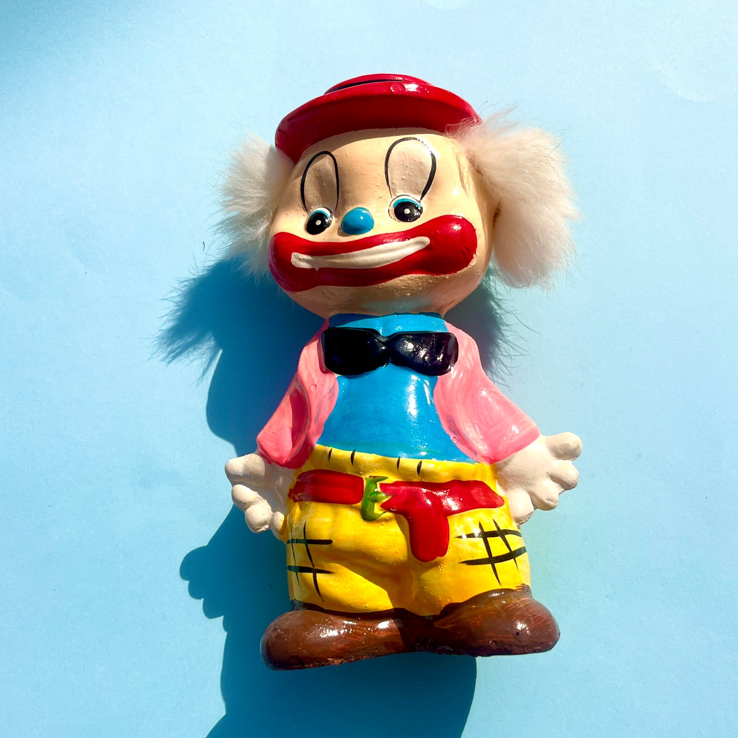 Clowncore vintage clown blue shirt porcelain statue