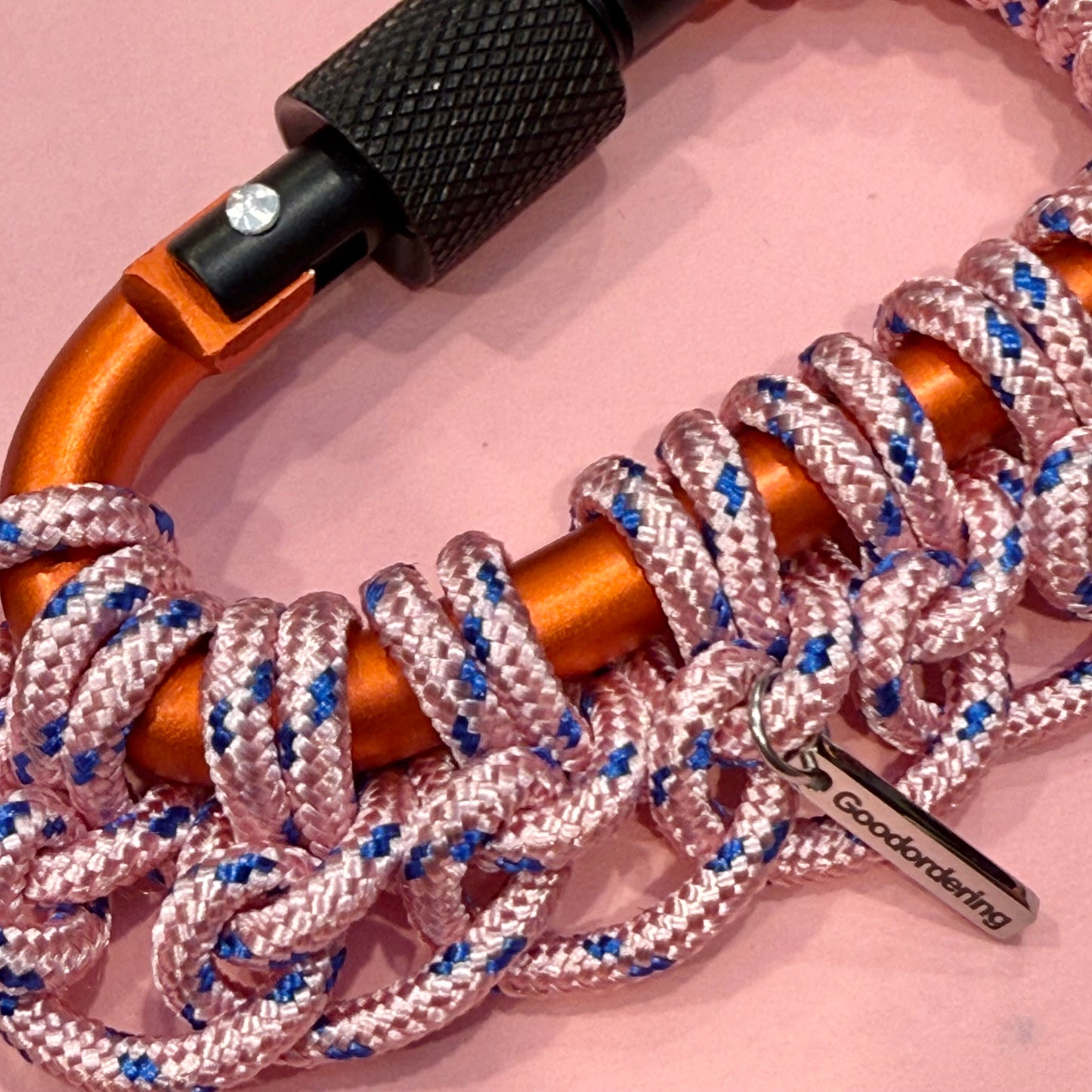 Paracord wrapped carabiner pink flower