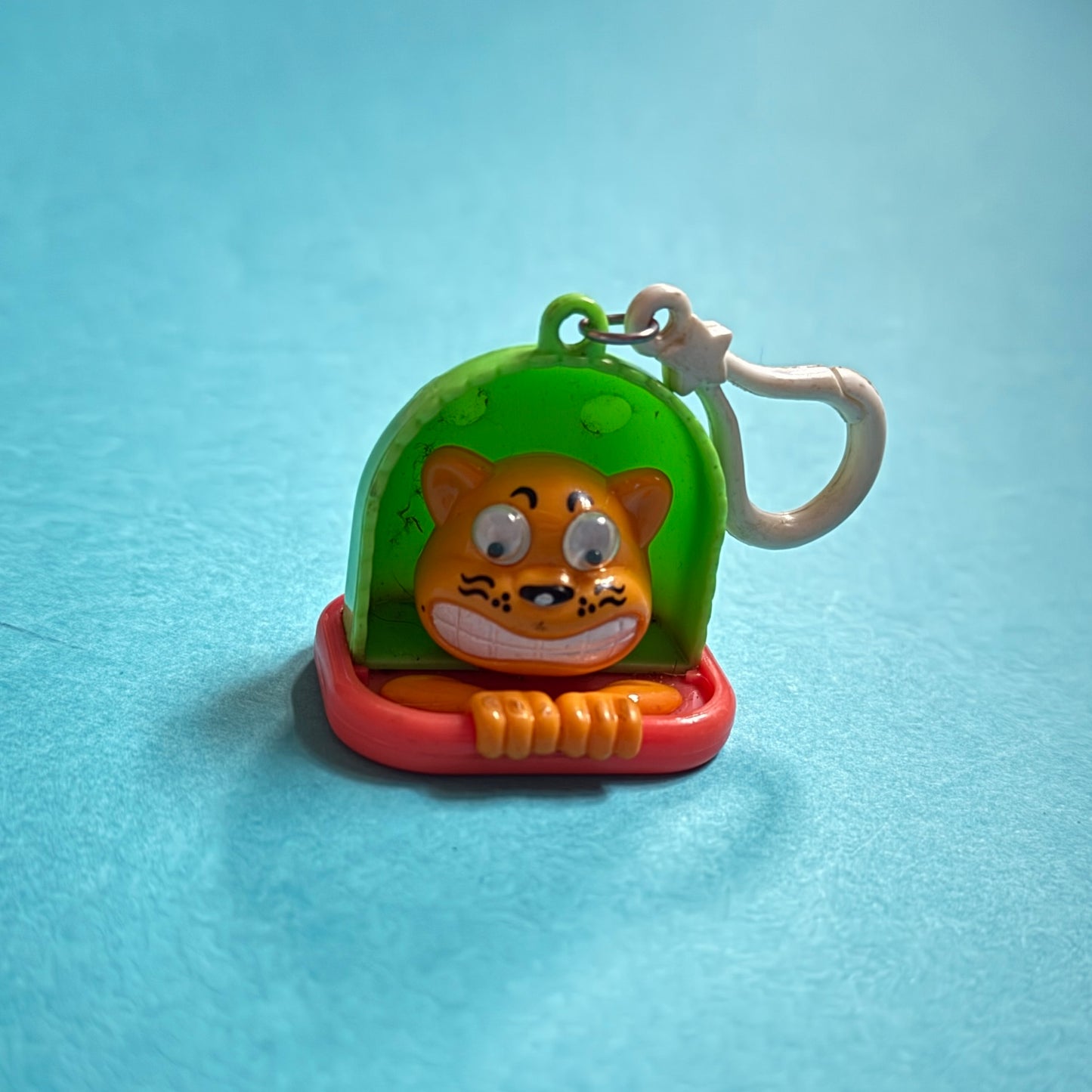 Neon 80s vintage googly cat charm