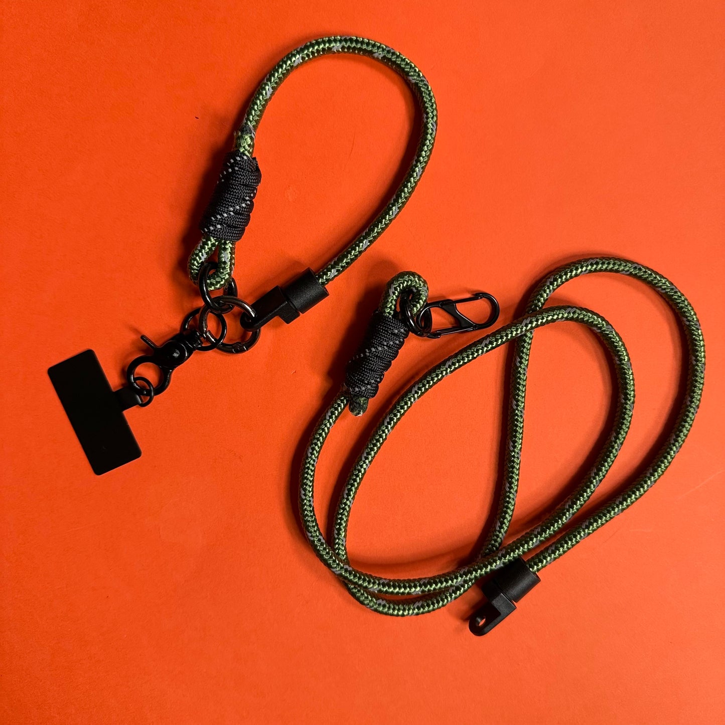 Paracord neck strap / wrist strap convertible lanyard army green