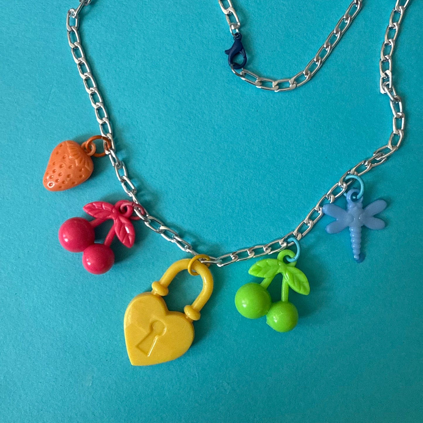 Vintage plastic charm necklace Lock
