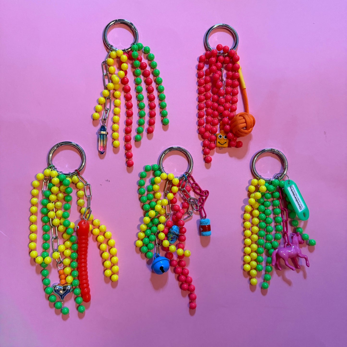 Bag charm and keyring neon bead