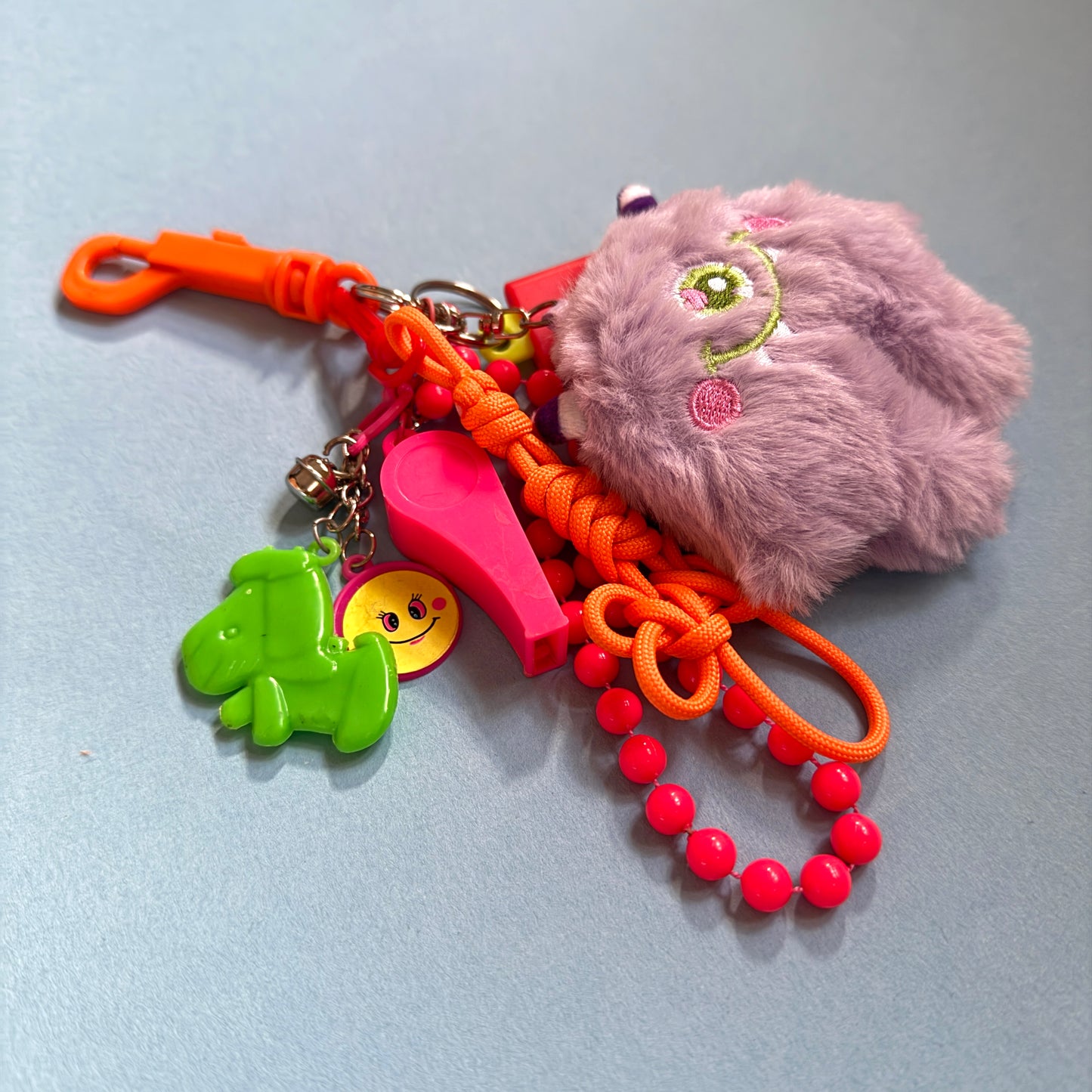 Bag charm and keyring neon 80s fluff