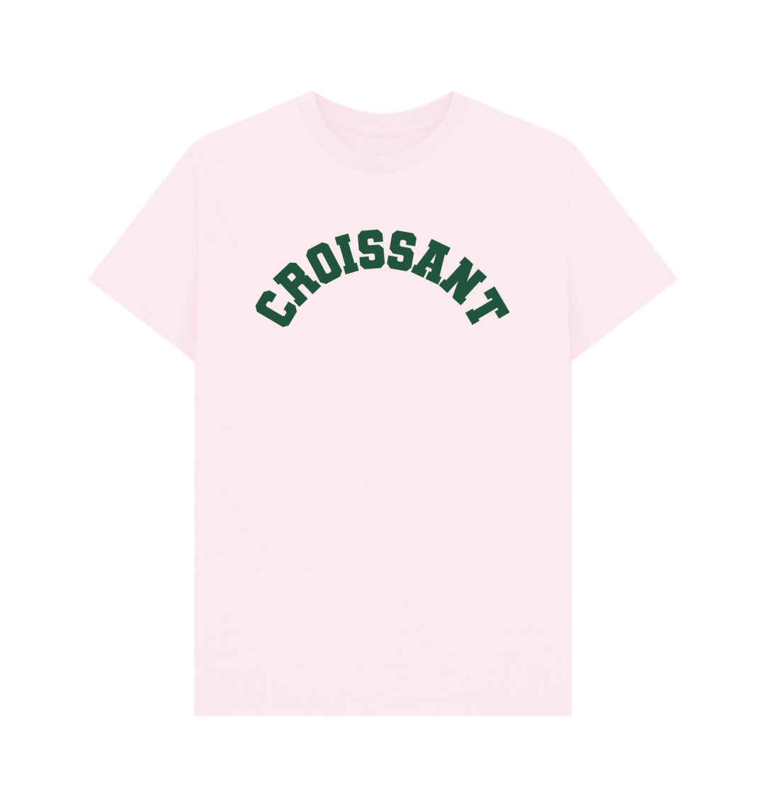 Pink Croissant varsity unisex t-shirt