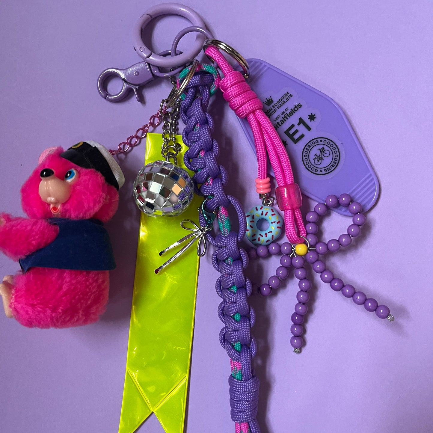 Bag charm and keyring pink bear