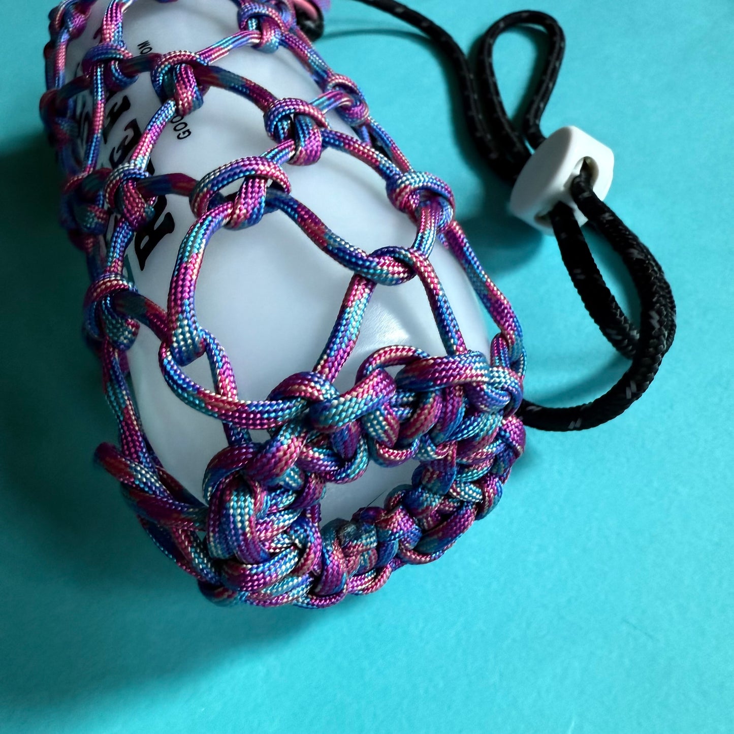 Macrame paracord bottle bag