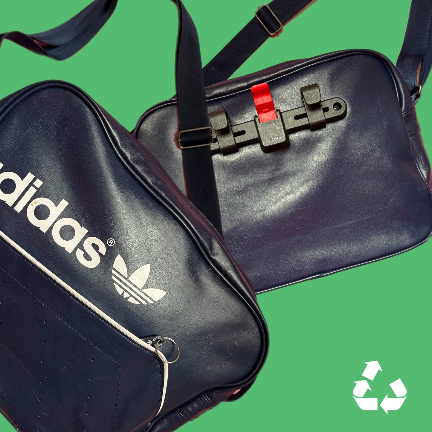 Upcycled Adidas Bike Pannier messenger bag navy