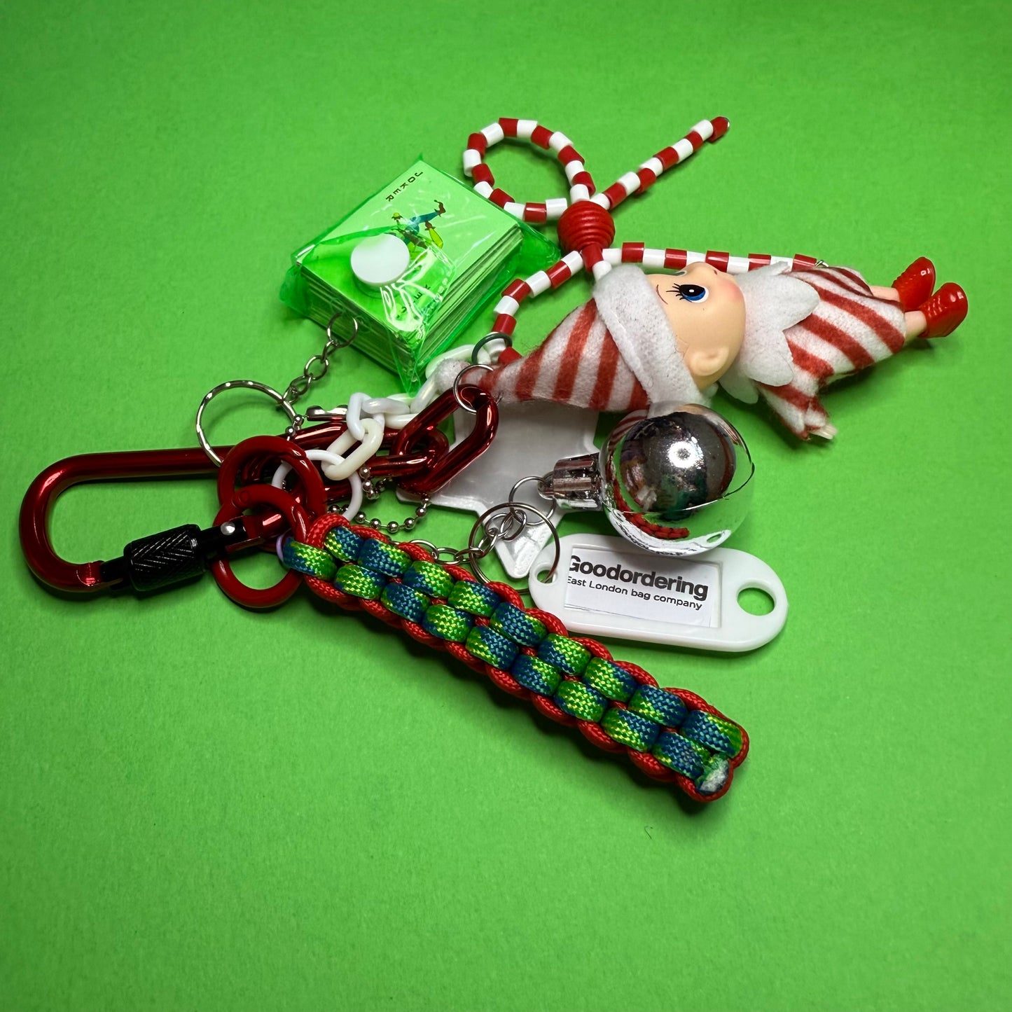 Bag charm and keyring christmas pixie playing cards