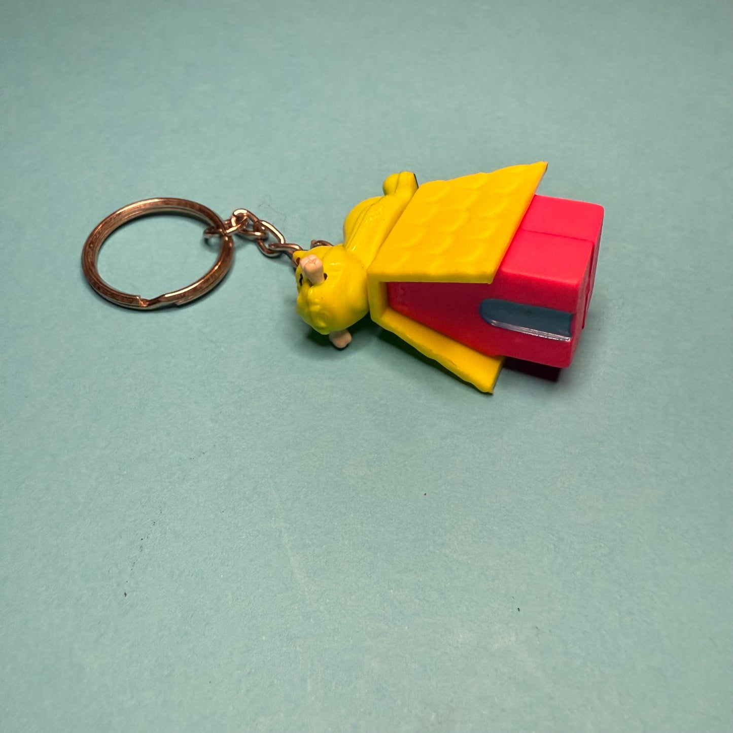 Neon 80s mini dog house charm keyring