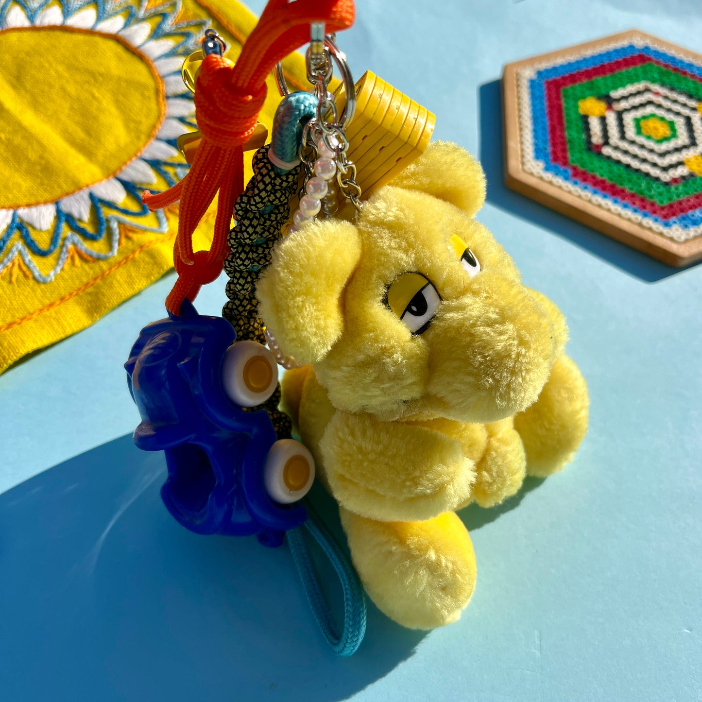 Clowncore yellow plushie bag charm