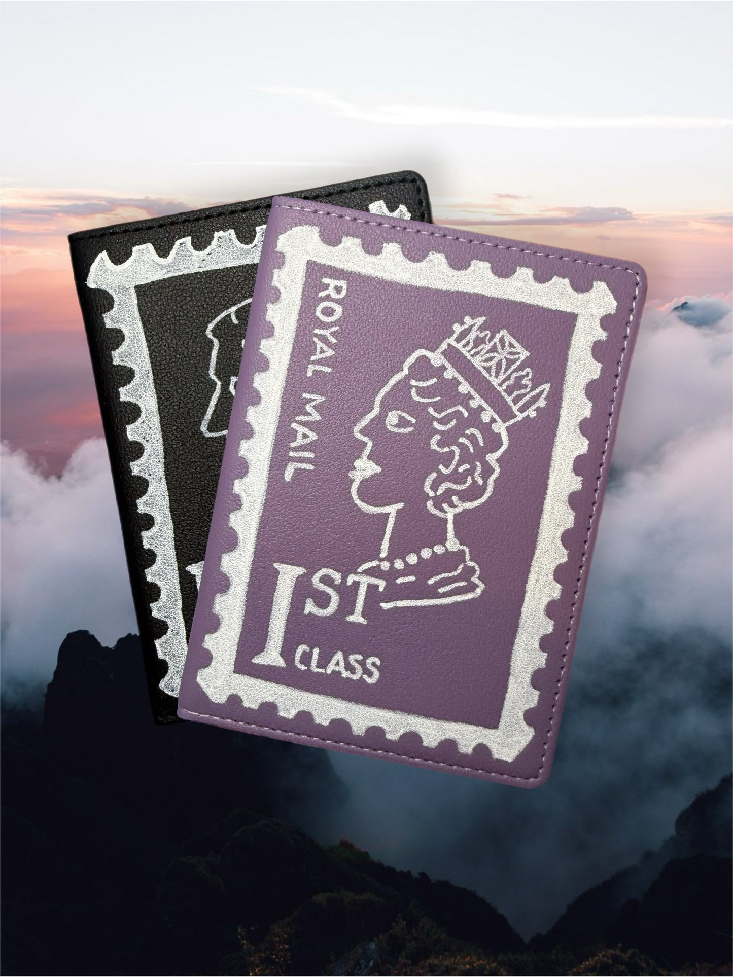 Passport holder faux leather Stamp