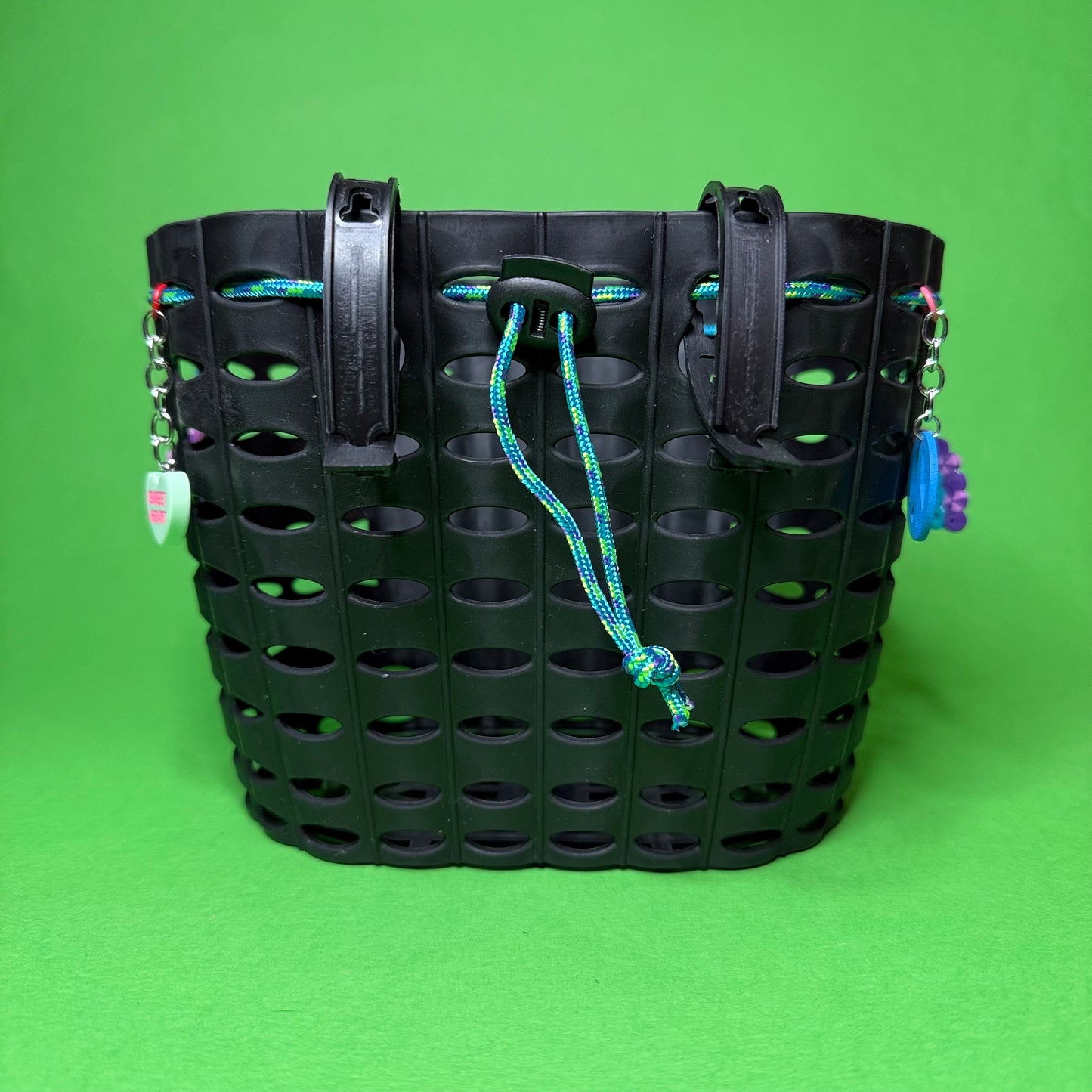 Plastic kids charm bike or scooter basket blue