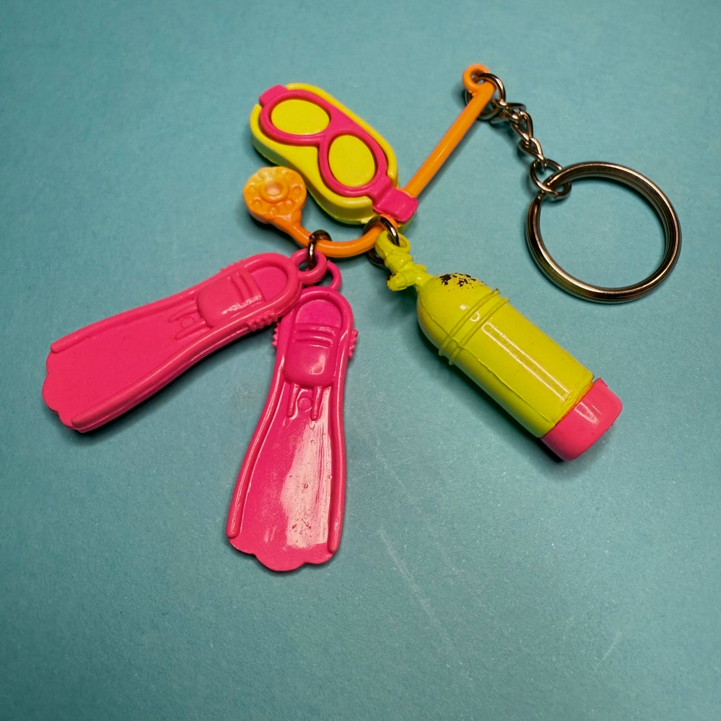 Neon 80s Scuba with flippers keyring