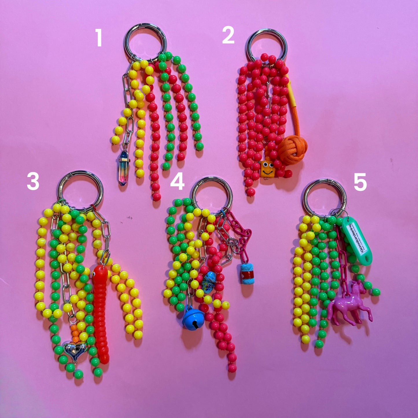 Bag charm and keyring neon bead