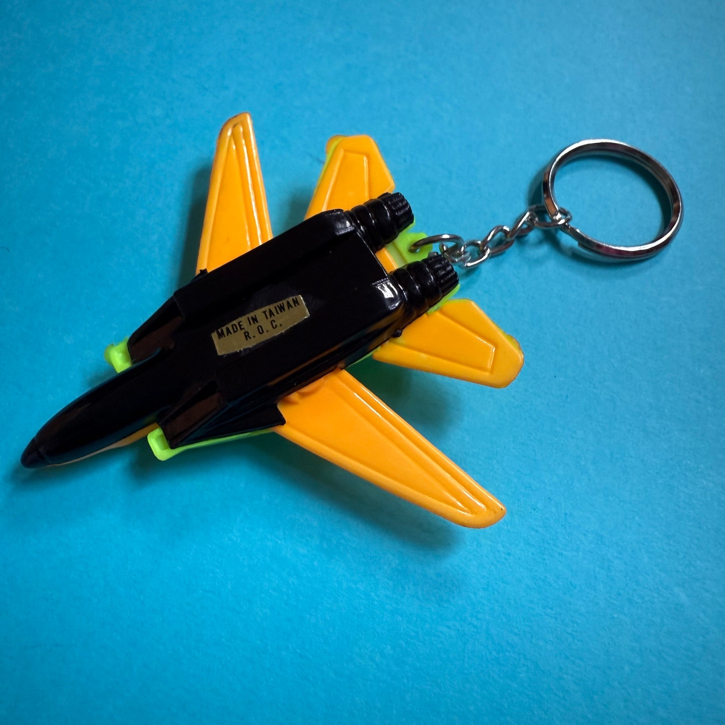 Neon 80s vintage jet plane charm