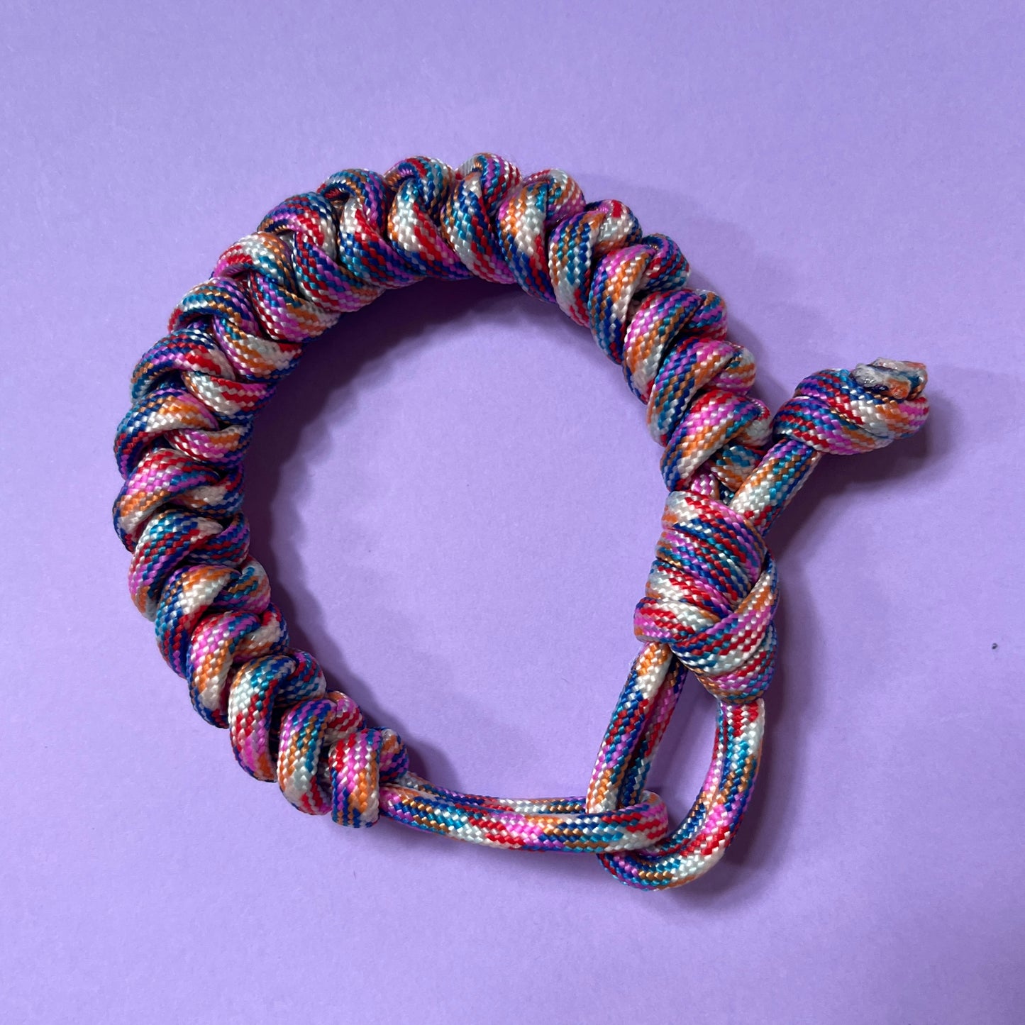 Para cord snake bracelet pink purple mottled