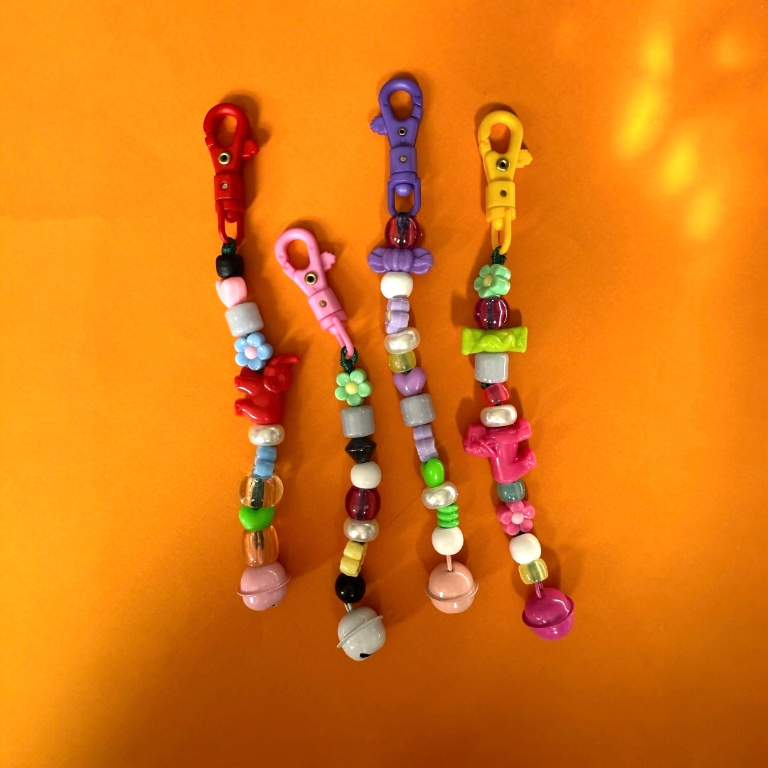 Bead bell keyring charm