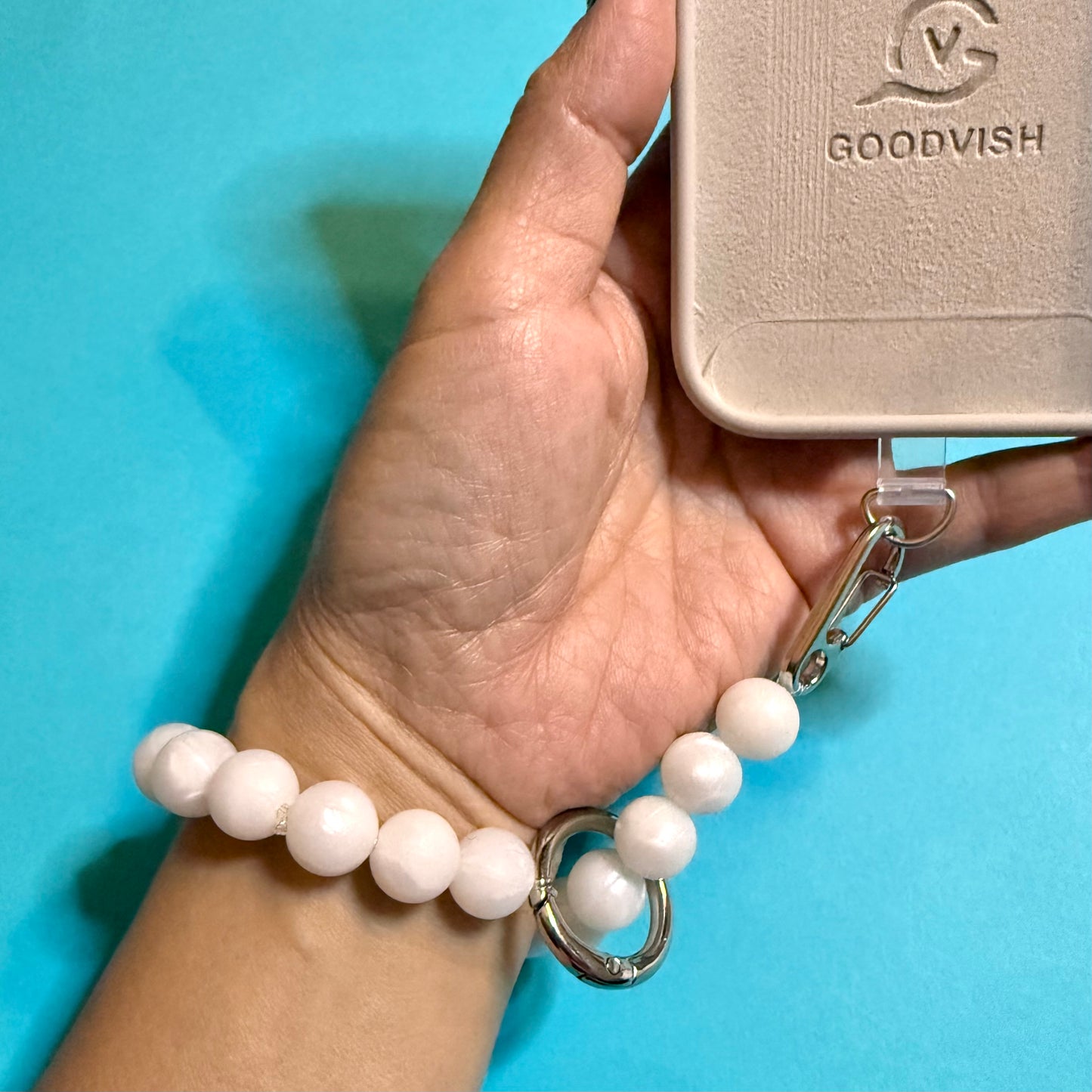 Silicone pearl phone wrist strap lanyard