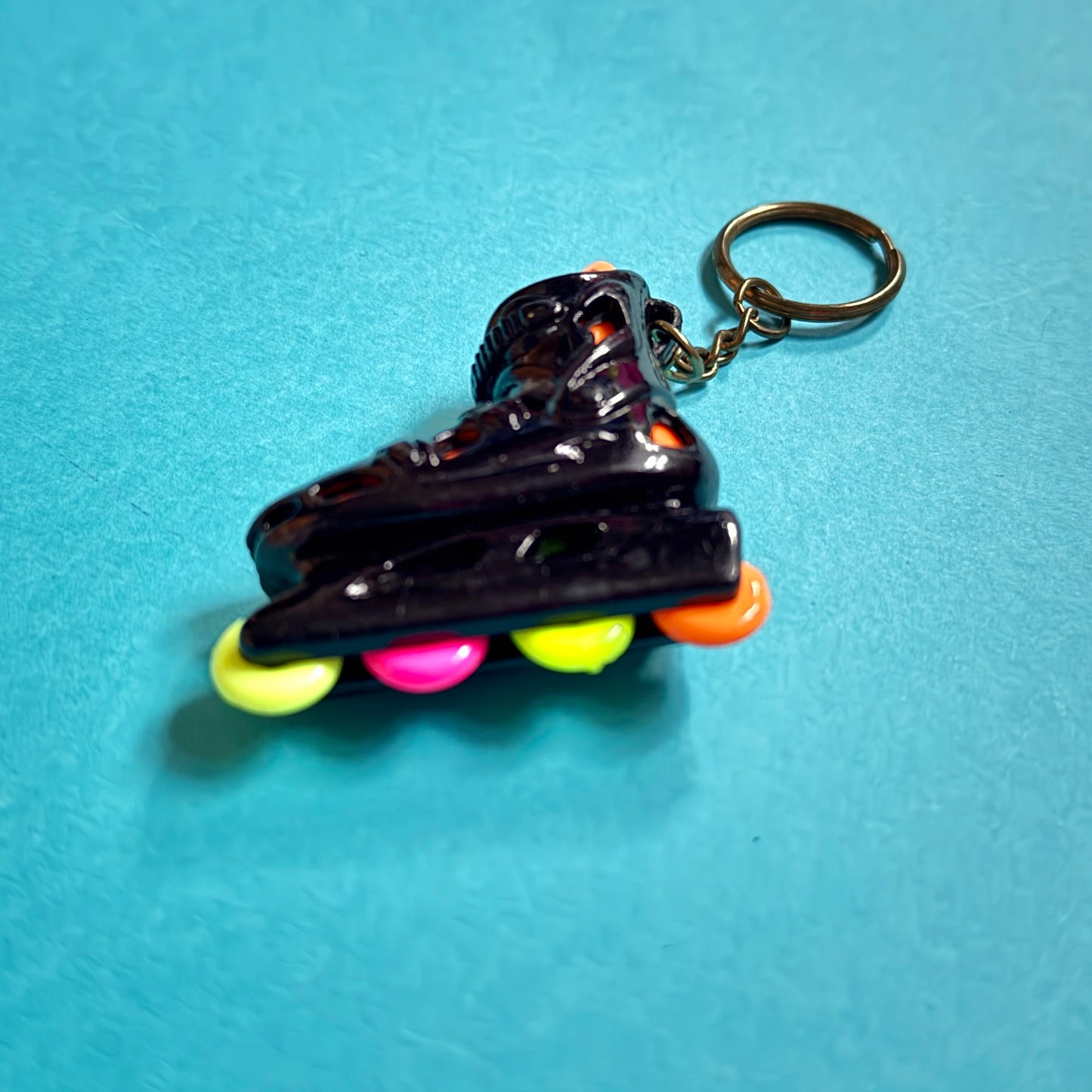 Neon 80s vintage rollerblades charm