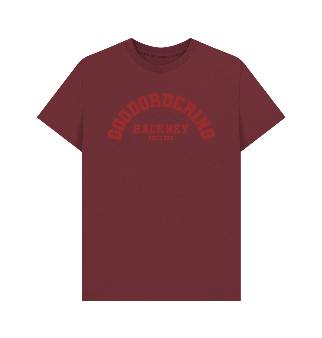 Red Wine Goodordering Hackney since 2012 varsity t-shirt