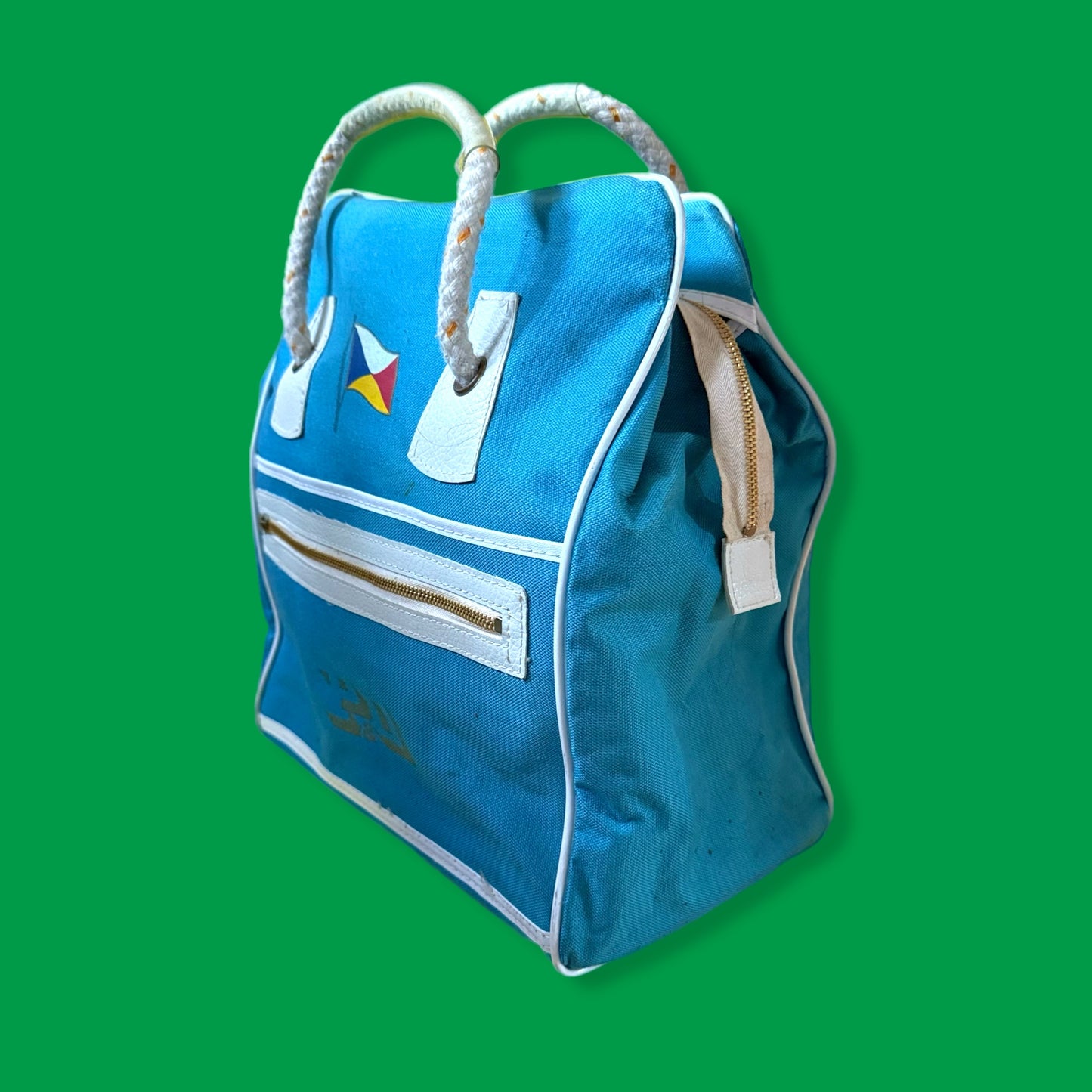 Upcycled vintahe P&O cruise Bike Pannier tote bag