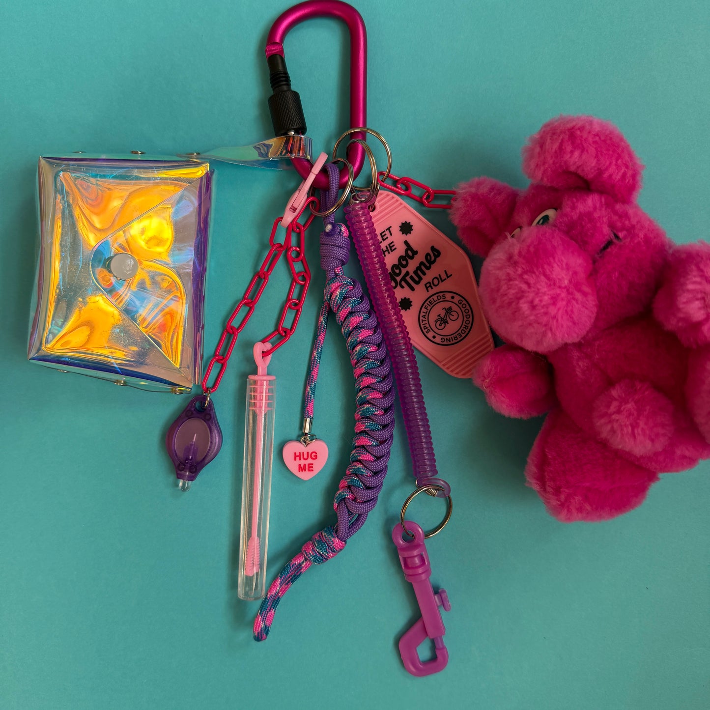 Bag charm and keyring pink purple