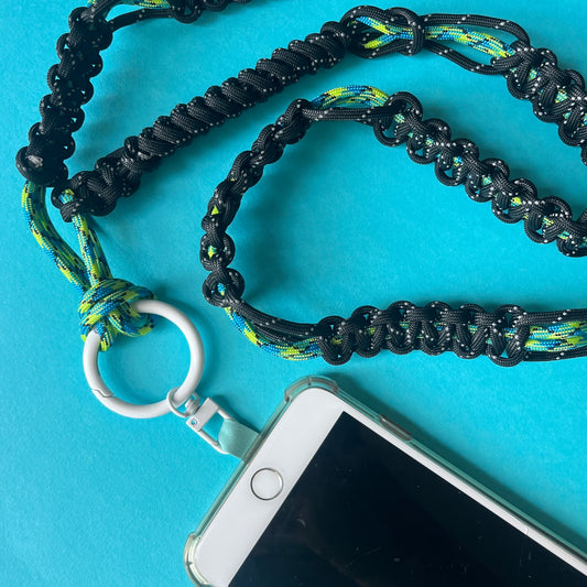 Braided Cord Phone strap lanyard black