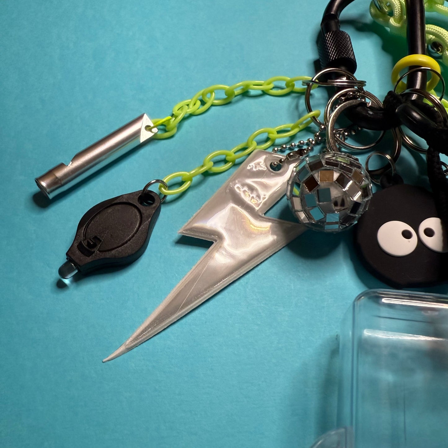 Bag charm and keyring black and neon yellow airtag