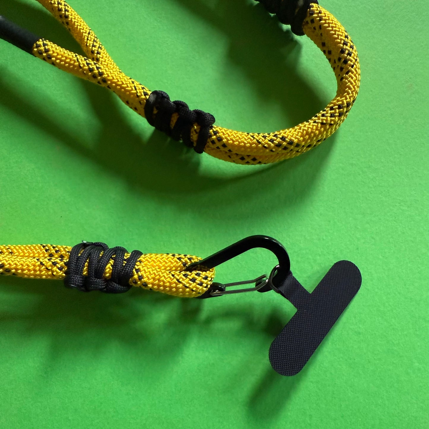 Thick Cord Phone strap lanyard black & yellow