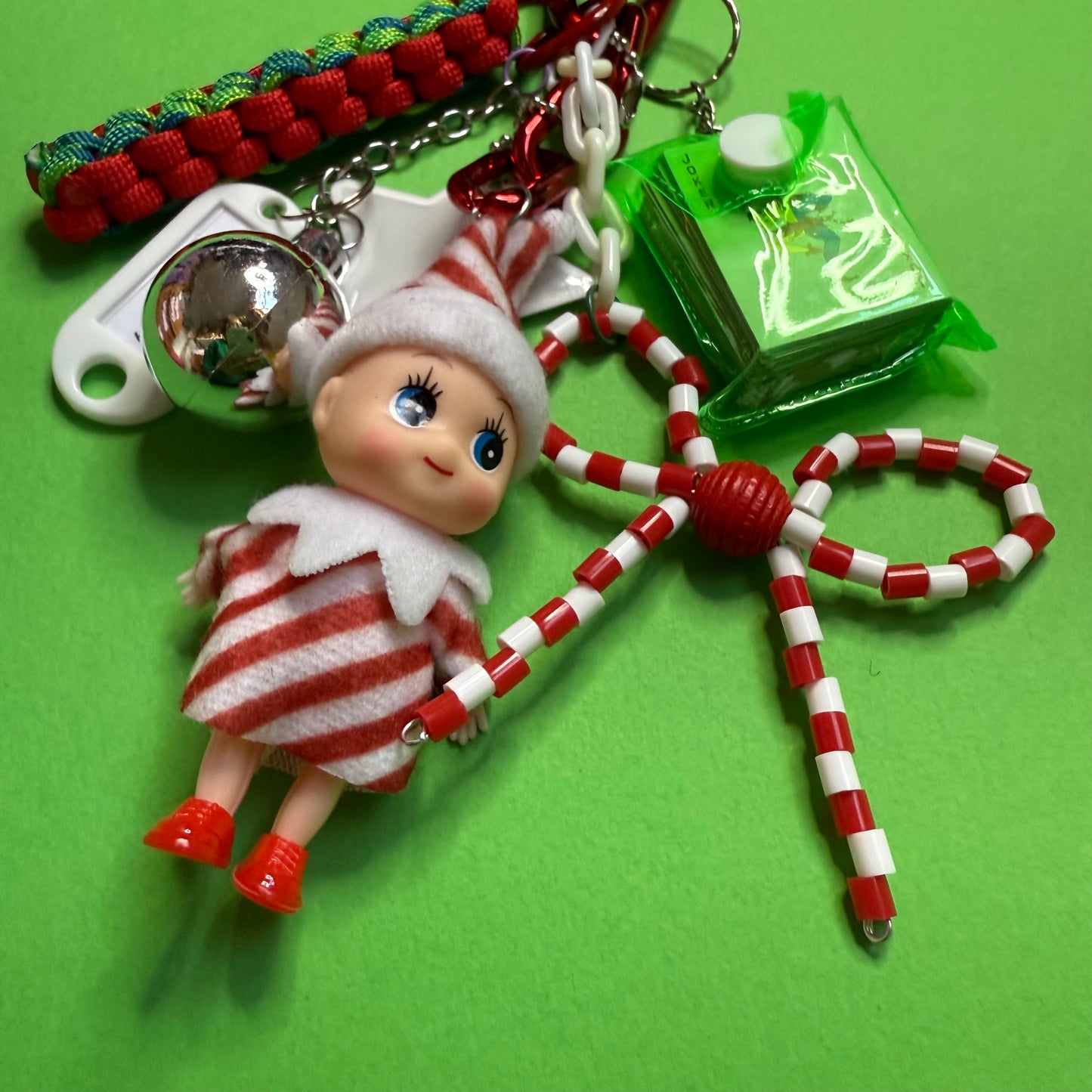 Bag charm and keyring christmas pixie playing cards