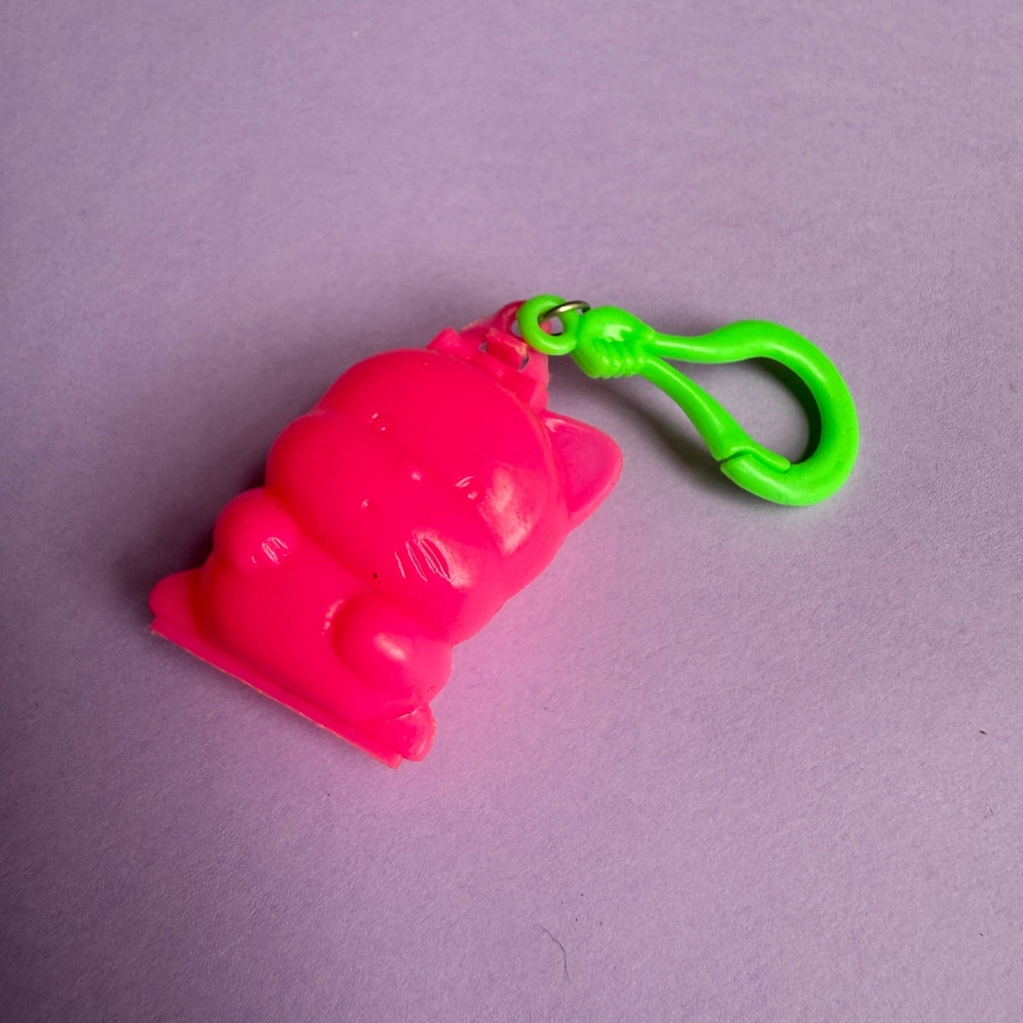 Neon 80s plastic cat charm