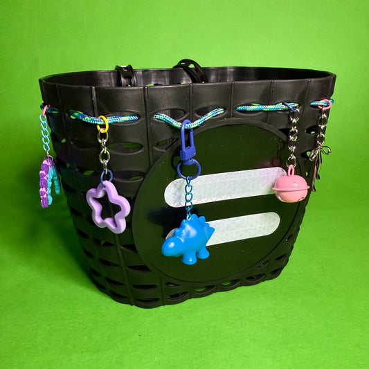 Plastic kids charm bike or scooter basket blue