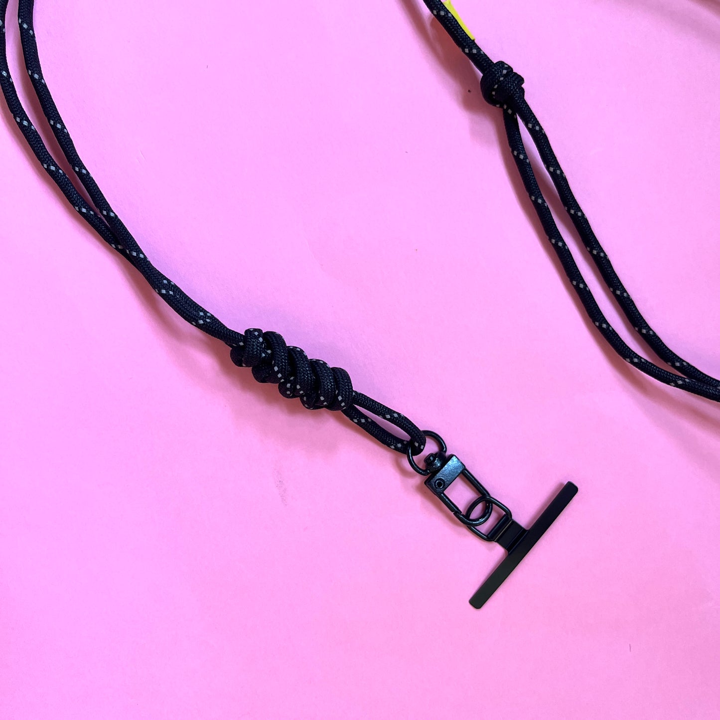 Reflective cord phone strap lanyard adjustable black