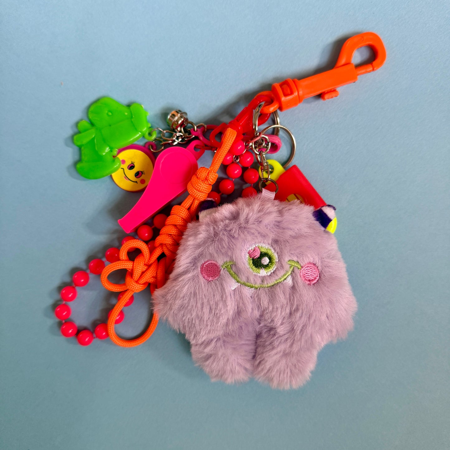 Bag charm and keyring neon 80s fluff