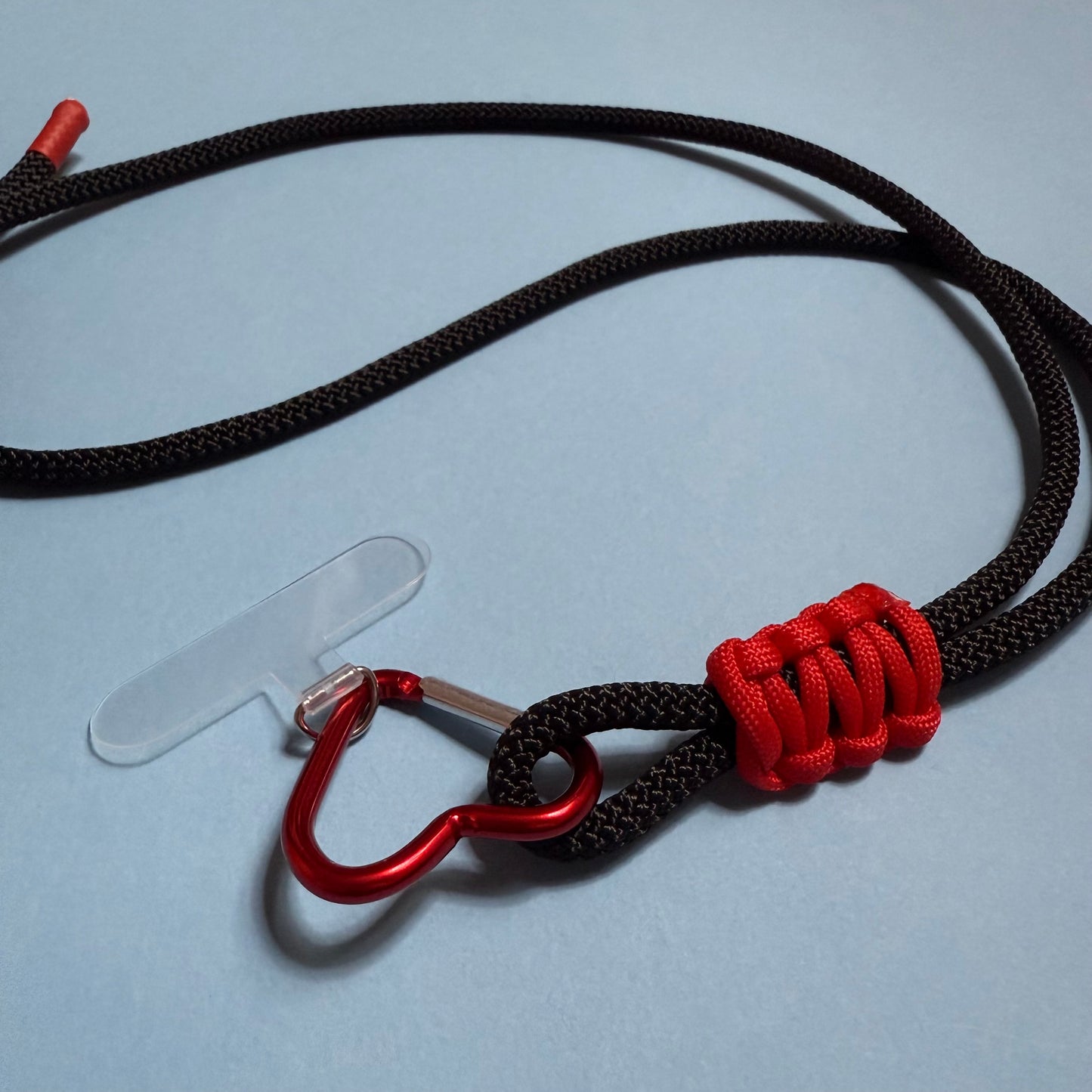 Thick Cord Phone strap lanyard black red