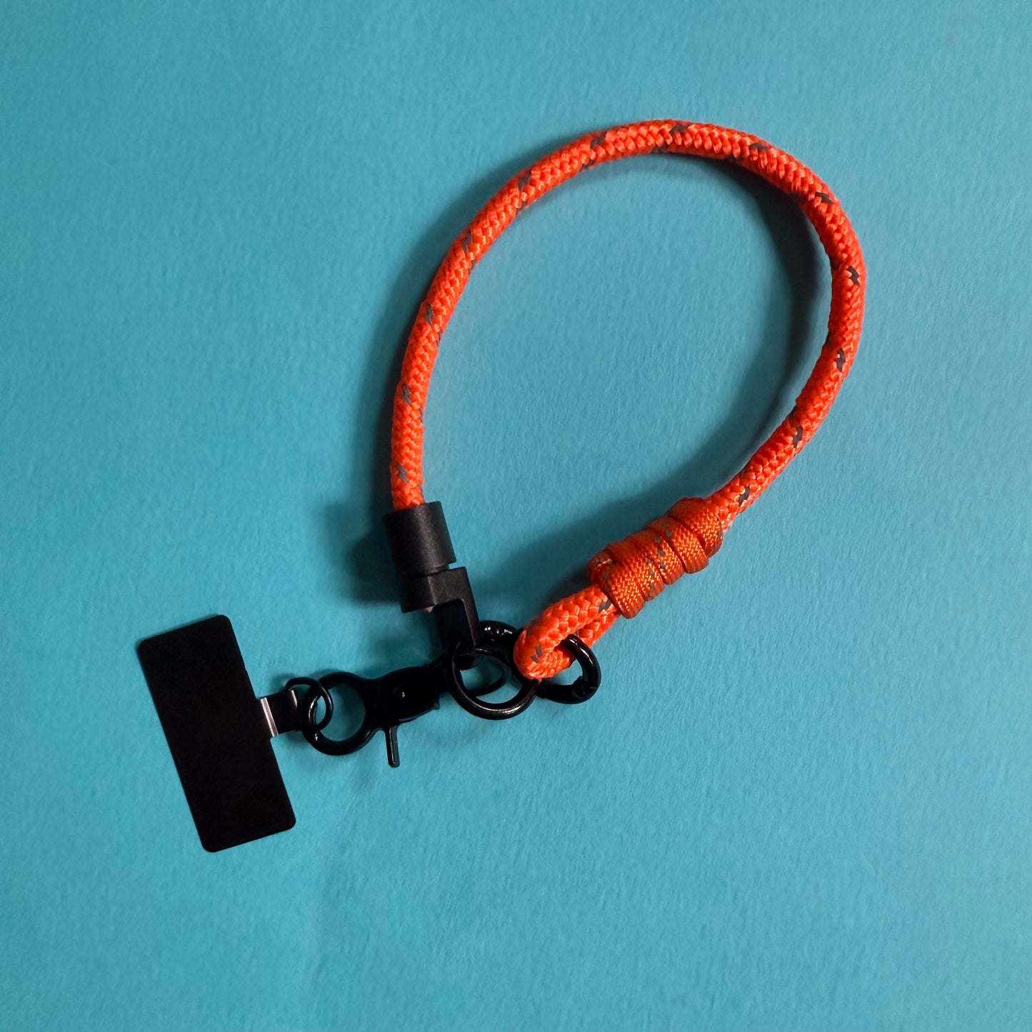 Paracord phone neck strap / wrist strap convertible lanyard orange