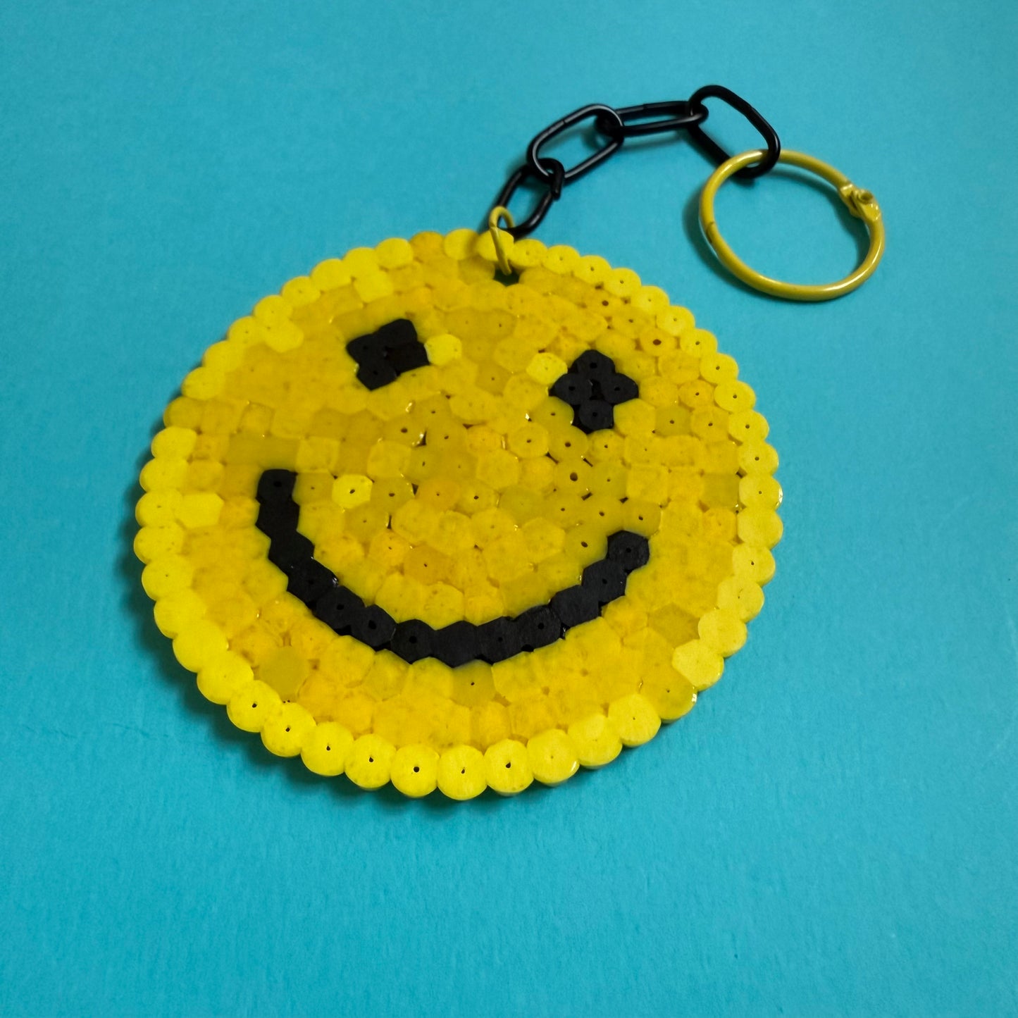 Hama bead smiley keyring