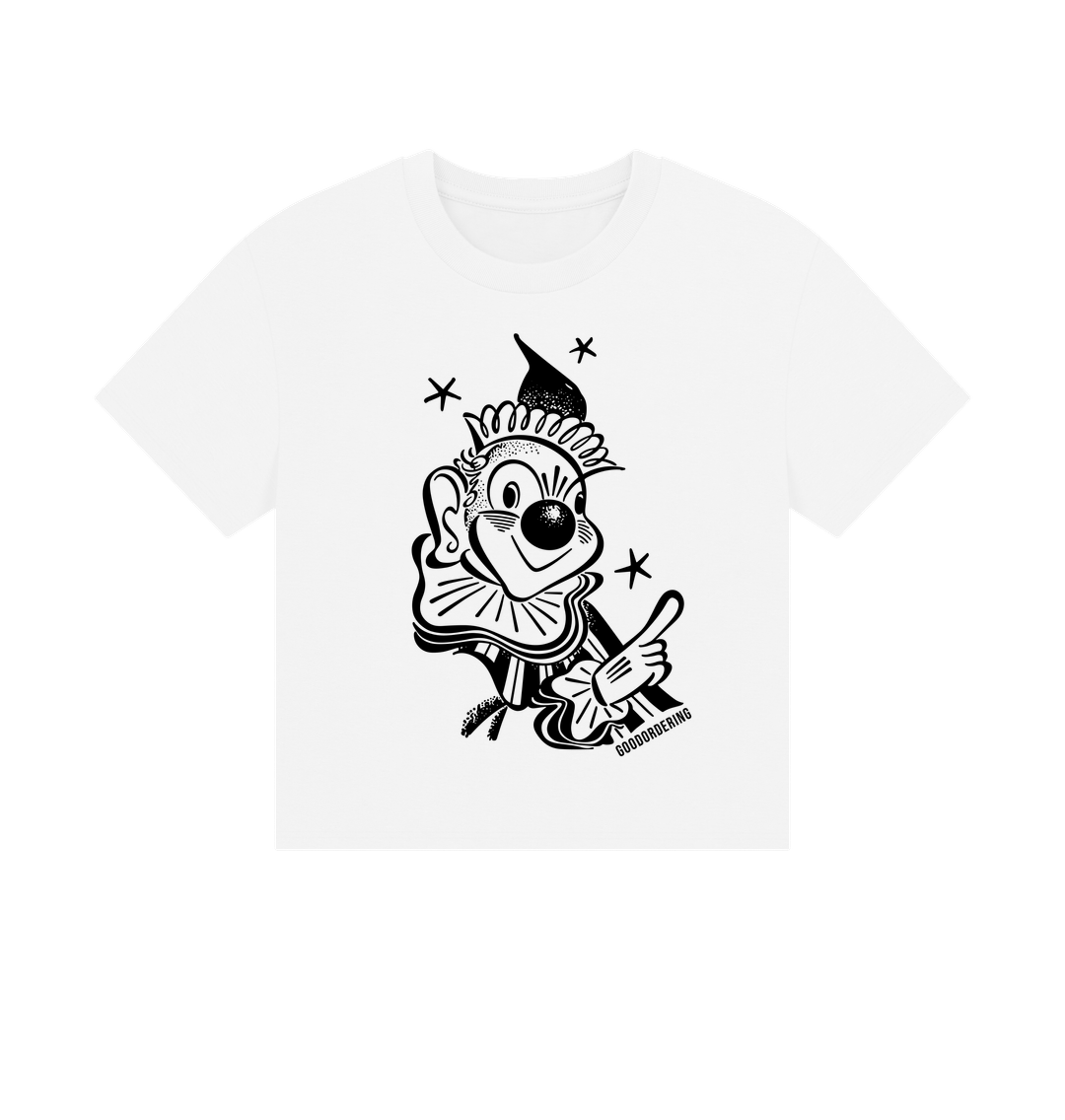 White Pointing clown boxy t-shirt