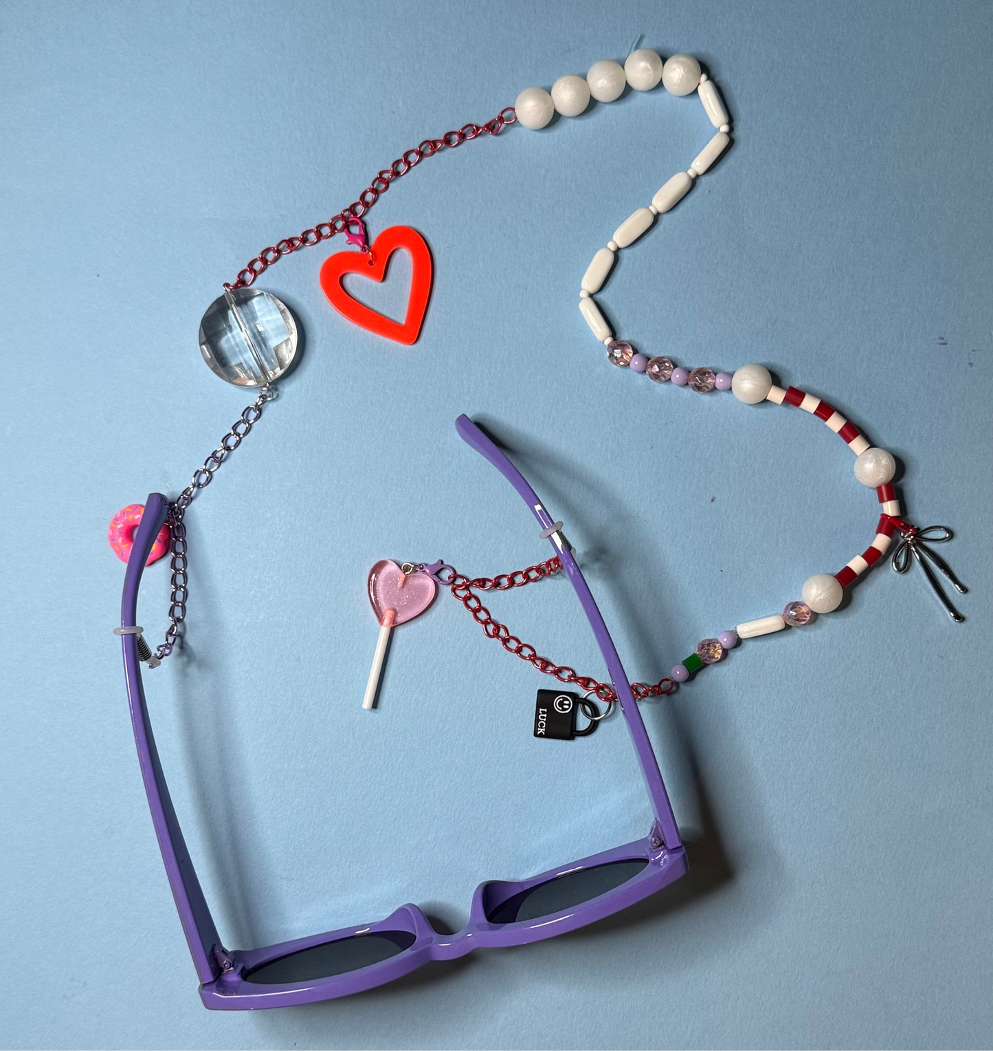 Glasses charm chain heart lollypop